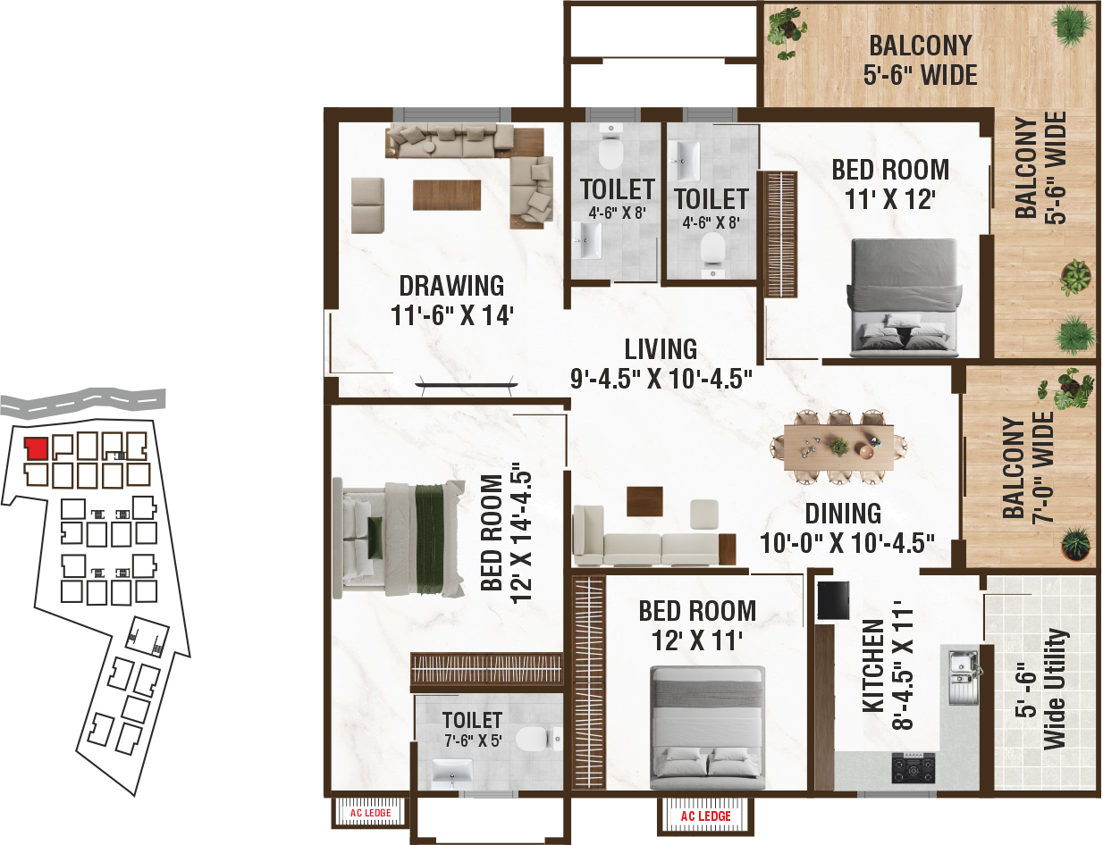 Unit A1 structural floor plan