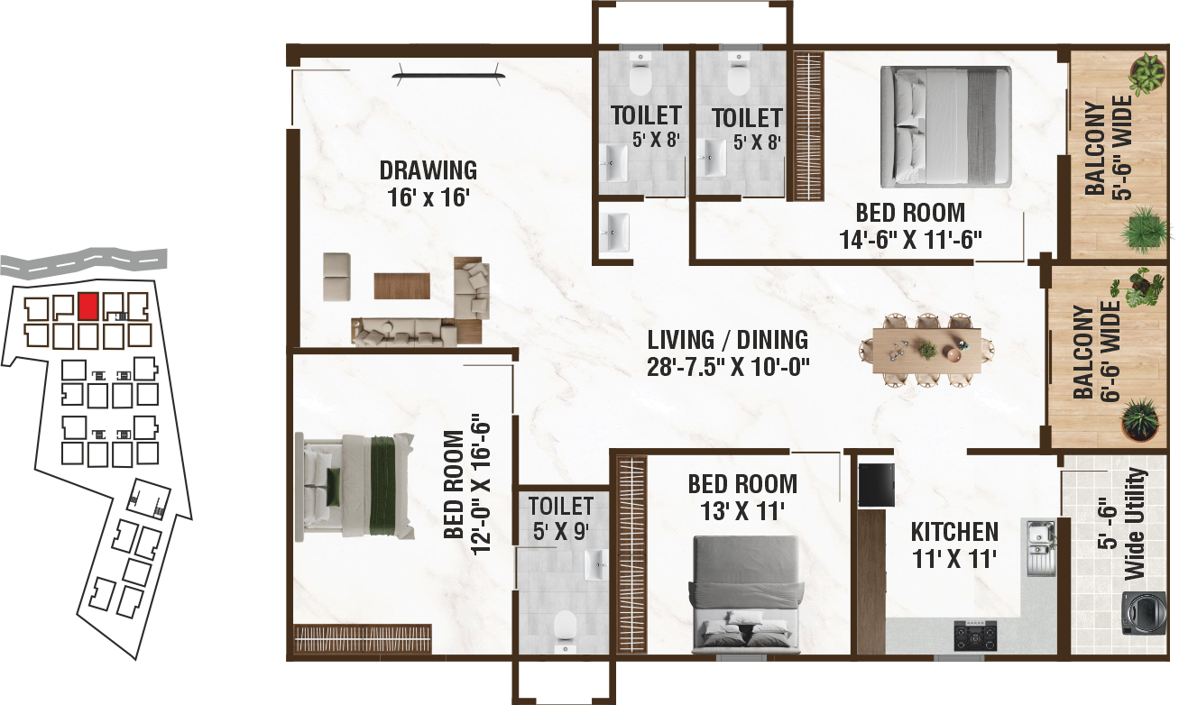 Unit A3 structural floor plan