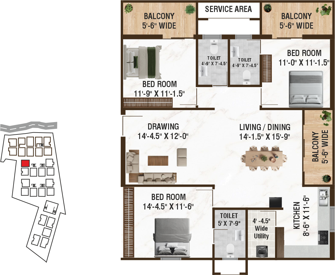 Unit B1 structural floor plan
