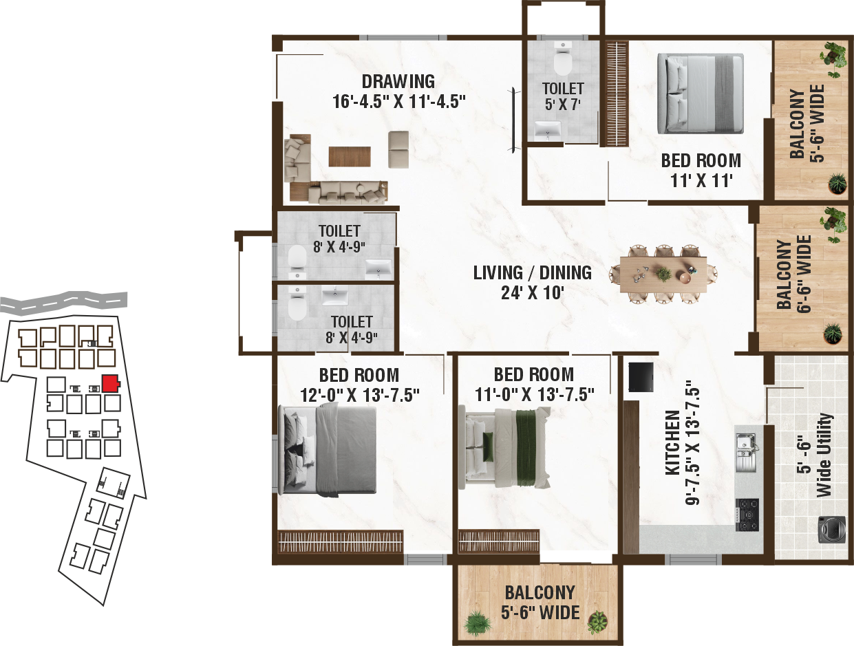 Unit B2 structural floor plan