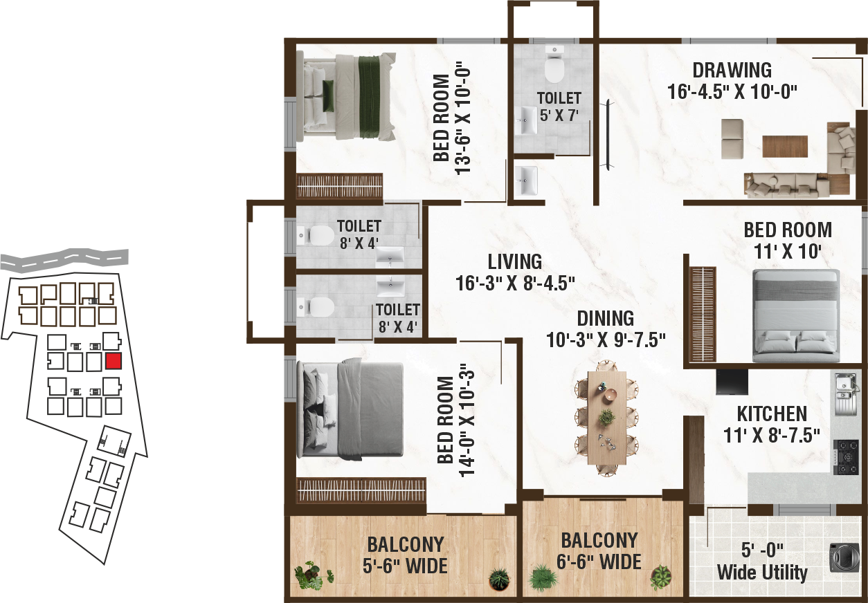 Unit B3 structural floor plan