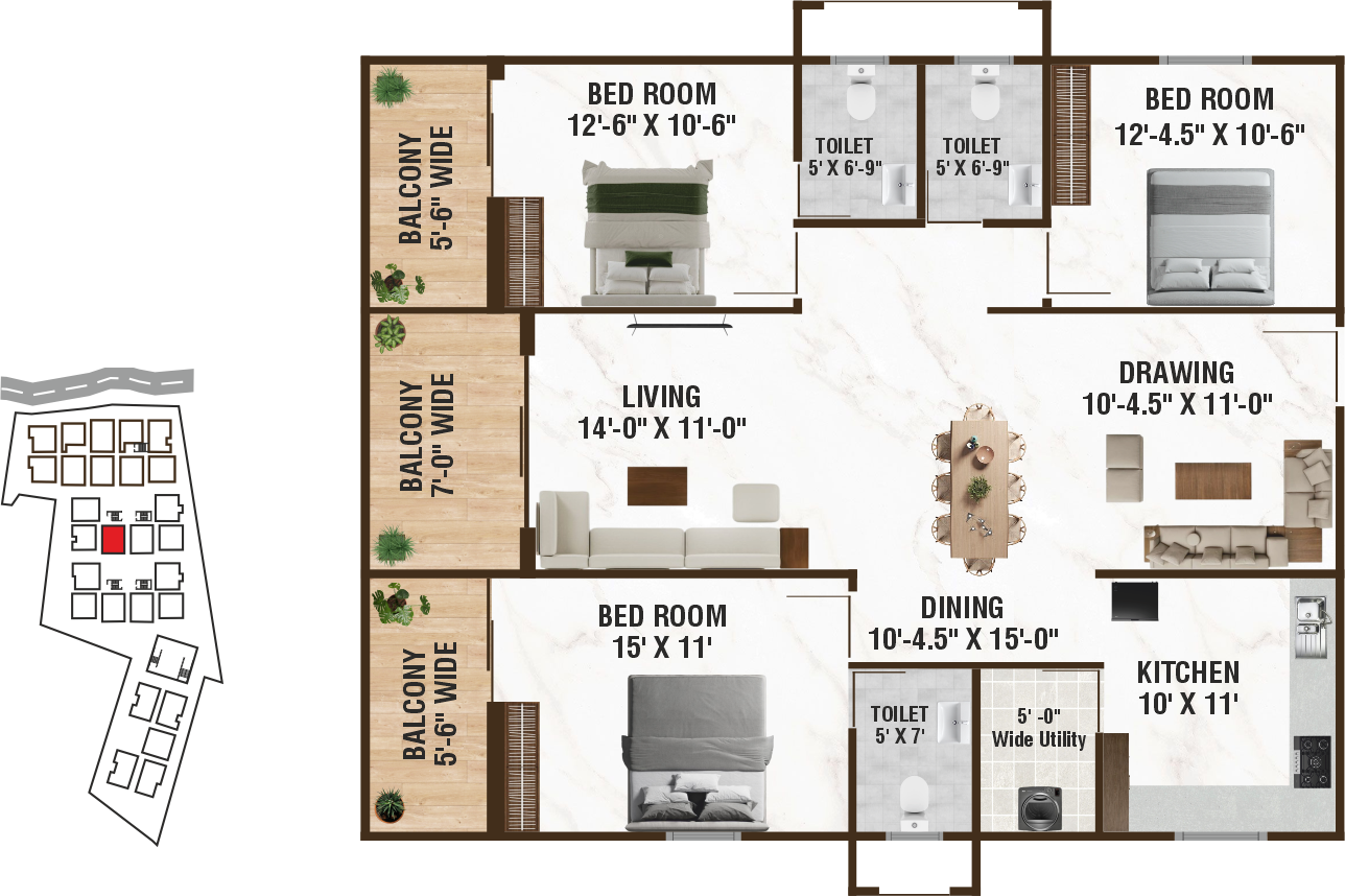 Unit B5 structural floor plan