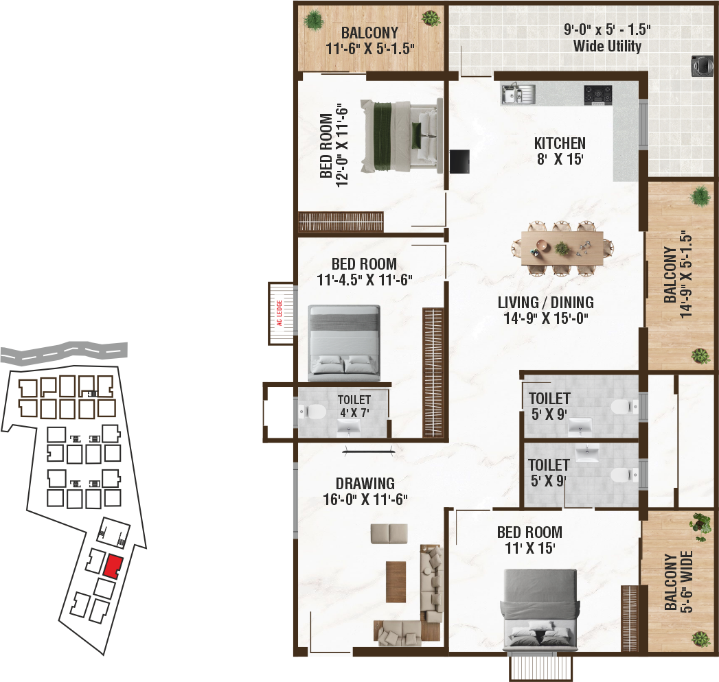 Unit D2 structural floor plan
