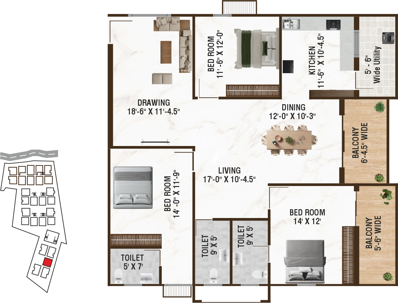 Unit D3 structural floor plan