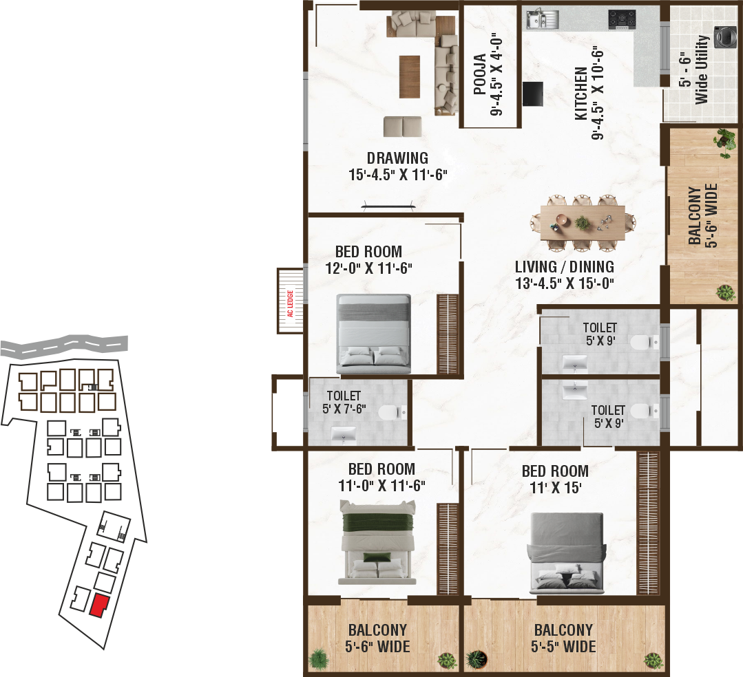 Unit D4 structural floor plan