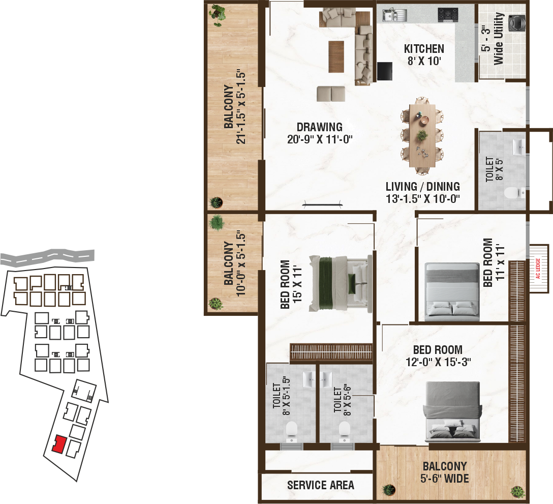 Unit D5 structural floor plan